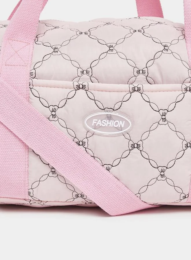 Styli Women Pink Stitch Pattern Gym Bag